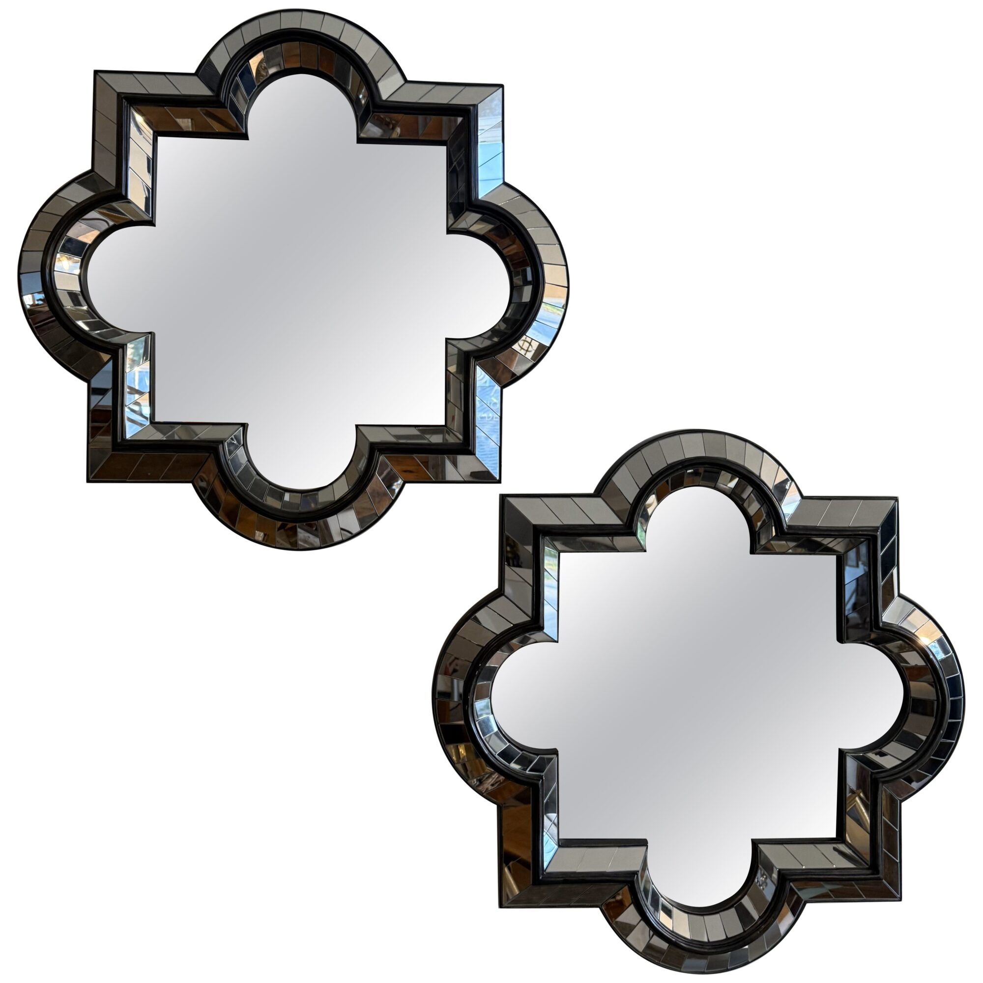 Pair of Vintage Geometric Art Deco Style Mirrors