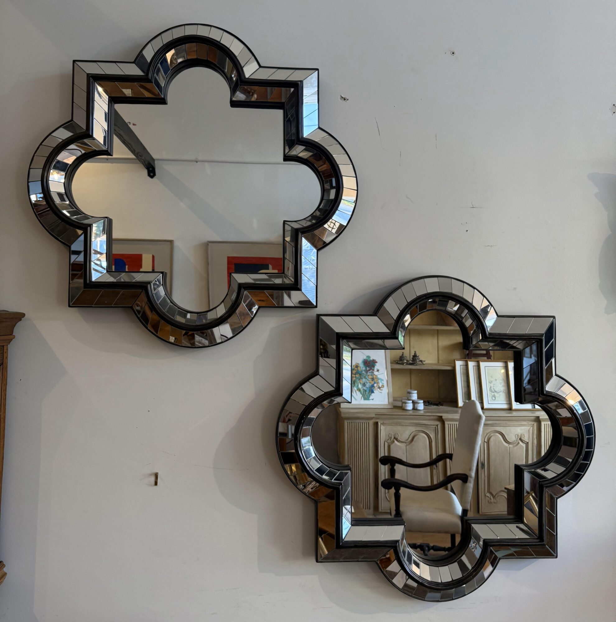 Pair of Vintage Geometric Art Deco Style Mirrors - Image 2