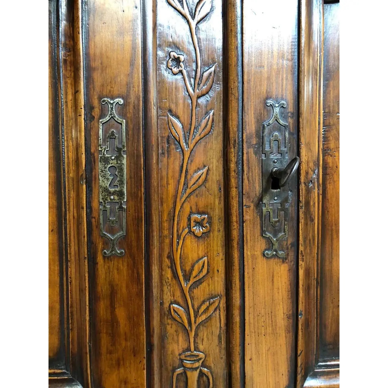 Early 19th Century Louis XV Style French Provincial Pear Wood Tall Storage Cabinet - Image 4