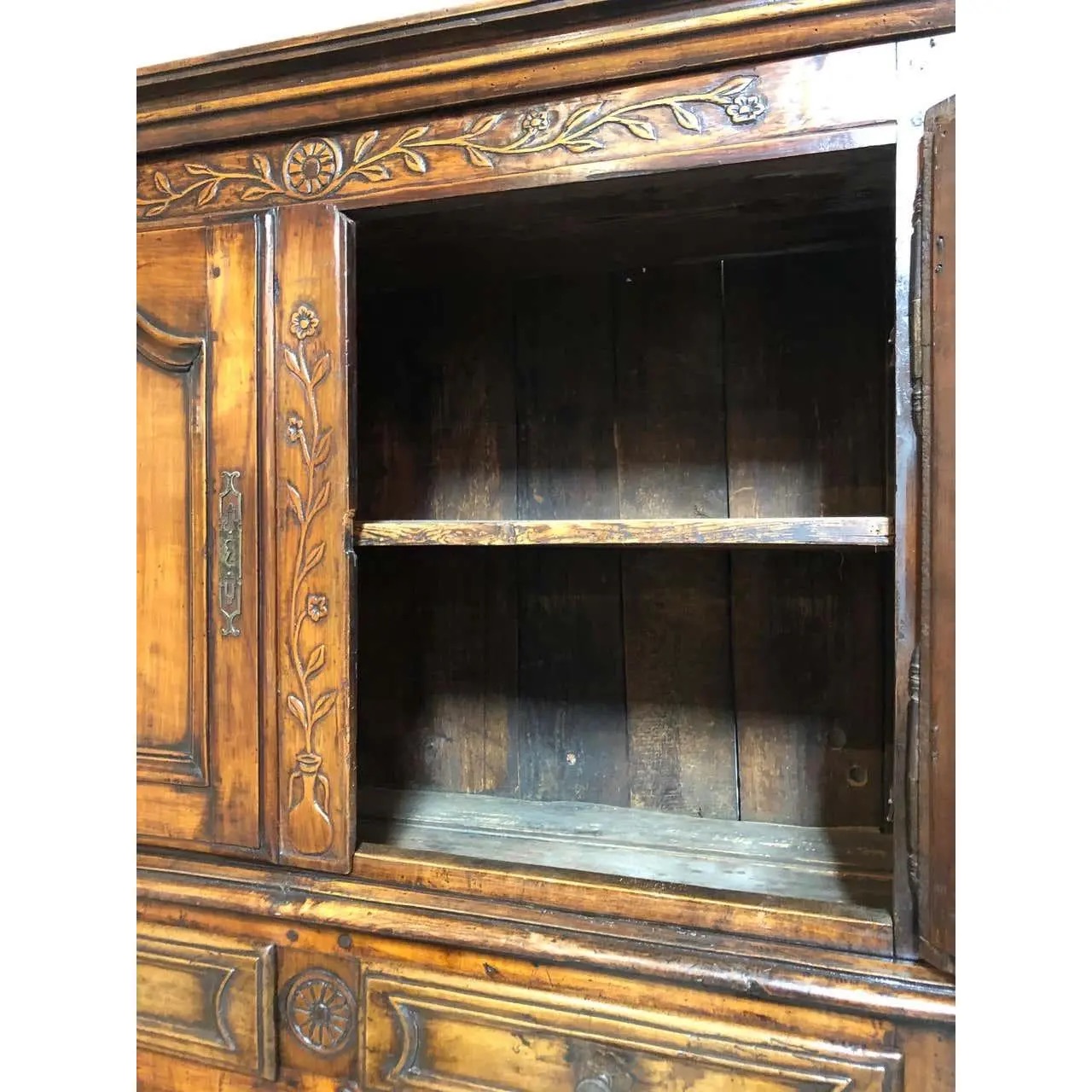 Early 19th Century Louis XV Style French Provincial Pear Wood Tall Storage Cabinet - Image 7
