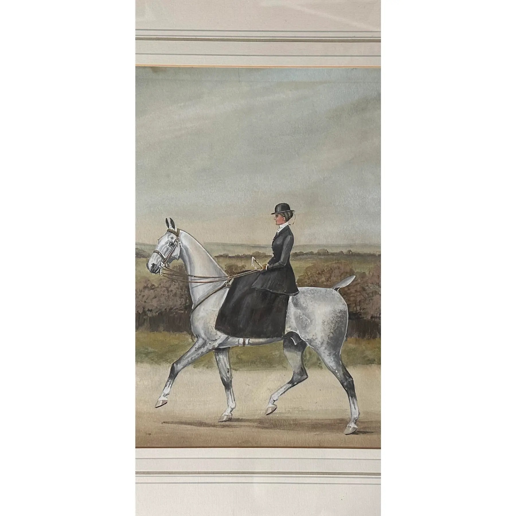 Henry William Standing (British, 1894-1931) Equine Painting of a Lady Riding Side Saddle, 1905 - Image 2