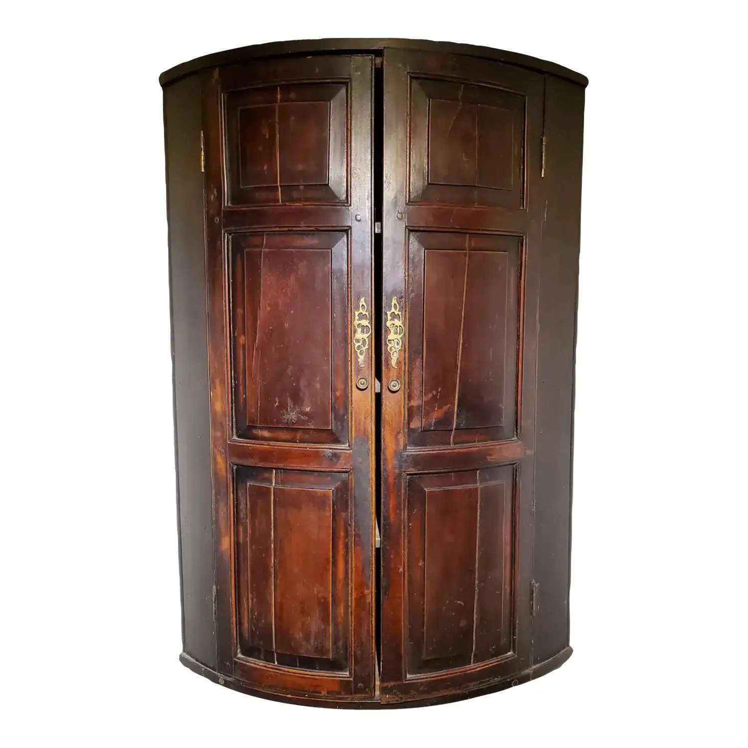 Late 18th Century George III English Bow Front Beech Wood Corner Cupboard