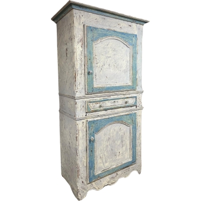 18th Century French Provincial Painted “Bonnetiere” Cabinet