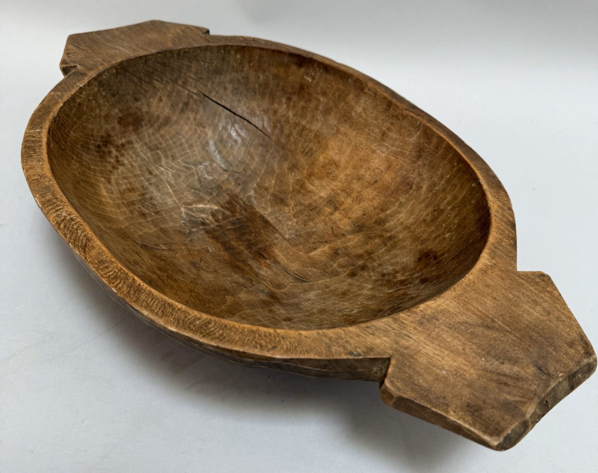 19th-Century Hand-Carved Italian Chestnut Bowl - Image 5