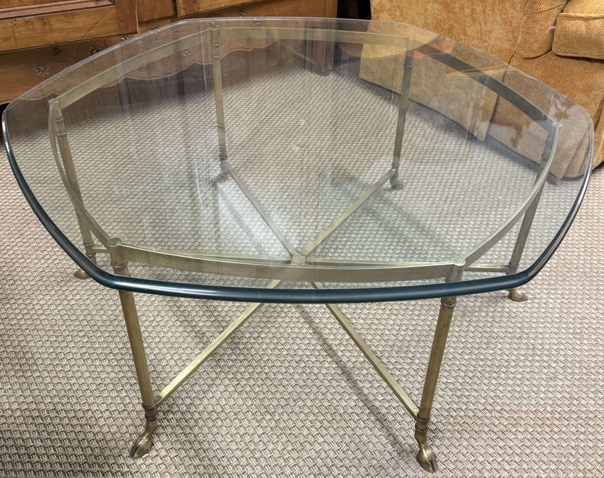 Maison Jansen Regence Style Hoof Foot Coffee Table with Glass Top - Image 3