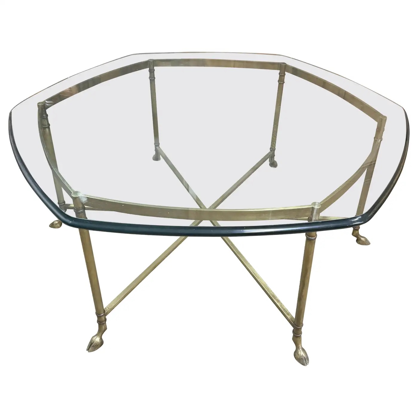 Maison Jansen Regence Style Hoof Foot Coffee Table with Glass Top