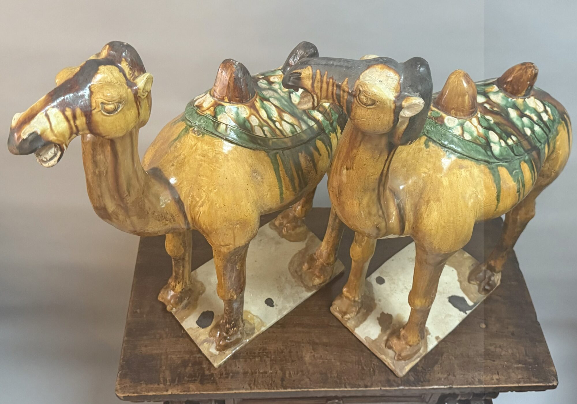 Pair of Large 19th Century Chinese Glazed Pottery Camel Figures - Image 4