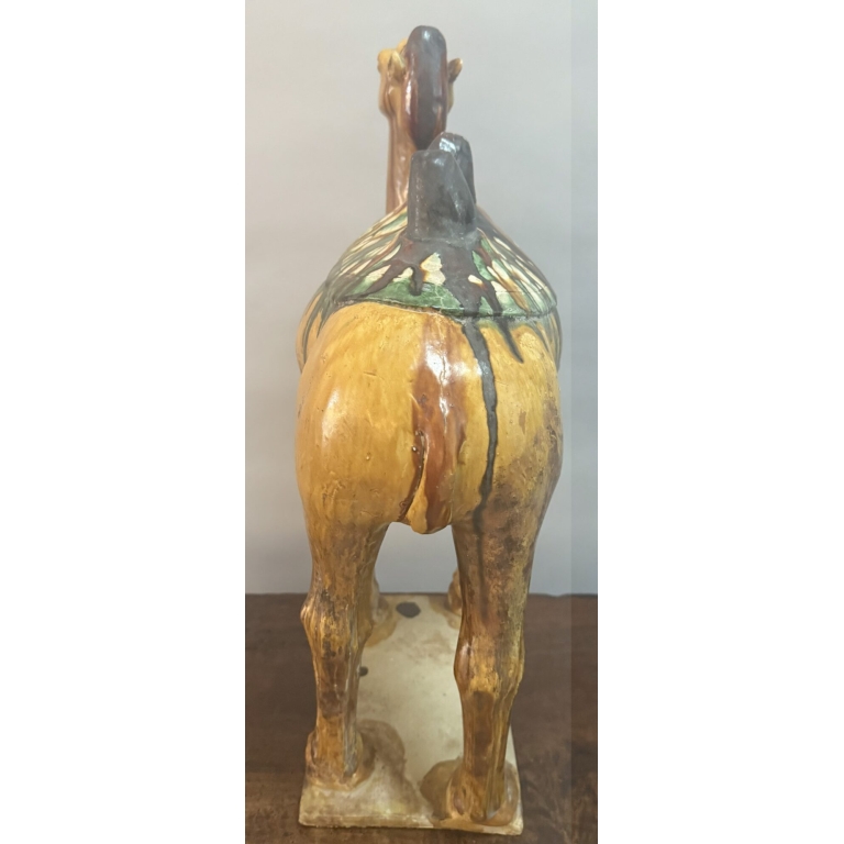 Pair of Large 19th Century Chinese Glazed Pottery Camel Figures