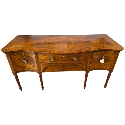 Early Sheraton Period Flame Mahogany Serpentine Sideboard