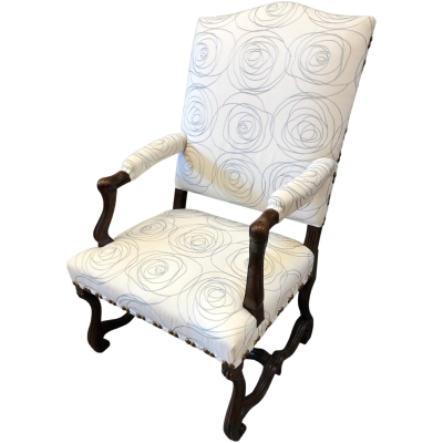 17th Century French Provincial Louis XIV Walnut Armchair with Modern Upholstery