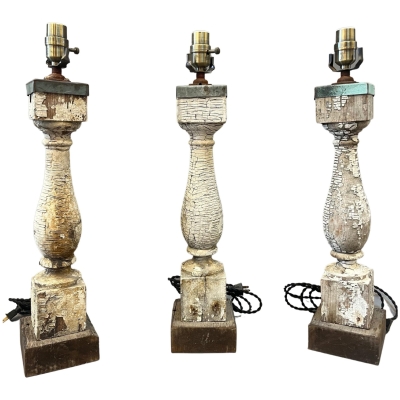 Set of Three 19th Century Stair Balustrades Converted to a Table Lamps