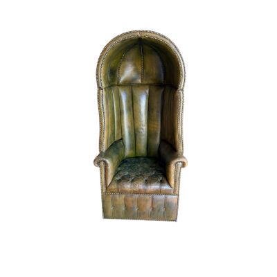 Late Georgian Extraordinary Leather Upholstered “Hall Porters Chair”.