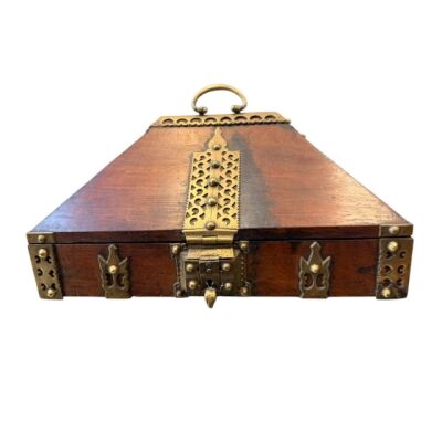 18th Century Brass Mounted and Lacquered  “Marriage” Dowry Box.